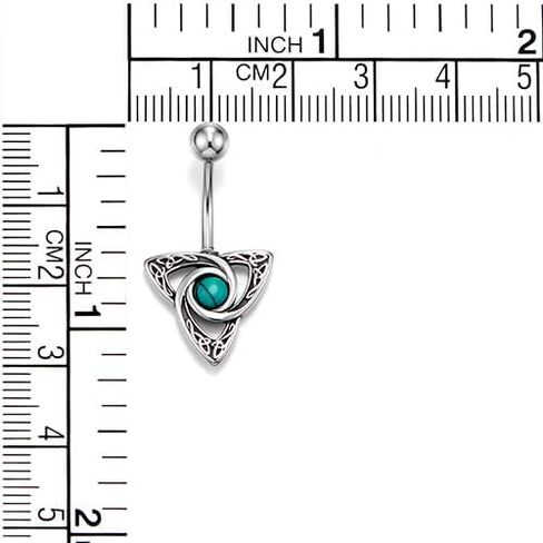 COOLSTEELANDBEYOND Celtic Triangle Turquoise Belly Button Ring Stainless Steel Tribal Navel Barbell Piercing Jewelry in Saudi Arabia