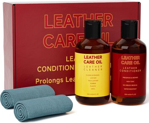 Leather Cleaner and Conditioner, Interior Car Cleaner Conditioner Kit with 2 Cloths for Car Couch Home Furniture Leather Care Repair, Help Prevent Cracking Fading and Restore with a Honey Rich Shine in Saudi Arabia