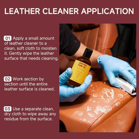 Leather Cleaner and Conditioner, Interior Car Cleaner Conditioner Kit with 2 Cloths for Car Couch Home Furniture Leather Care Repair, Help Prevent Cracking Fading and Restore with a Honey Rich Shine in Saudi Arabia