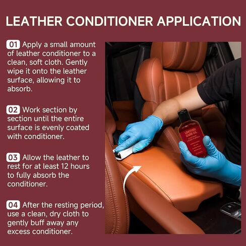 Leather Cleaner and Conditioner, Interior Car Cleaner Conditioner Kit with 2 Cloths for Car Couch Home Furniture Leather Care Repair, Help Prevent Cracking Fading and Restore with a Honey Rich Shine in Saudi Arabia