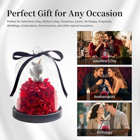 SEEROSE Preserved Rose with Cupid Bear in Glass Dome, Eternal Real Rose Romantic Gift for Her, Women, Mom, Wife, Girlfriend, Valentine’s Day, Mother’s Day, Christmas, Birthday (Cupid Bear, Red) in Saudi Arabia