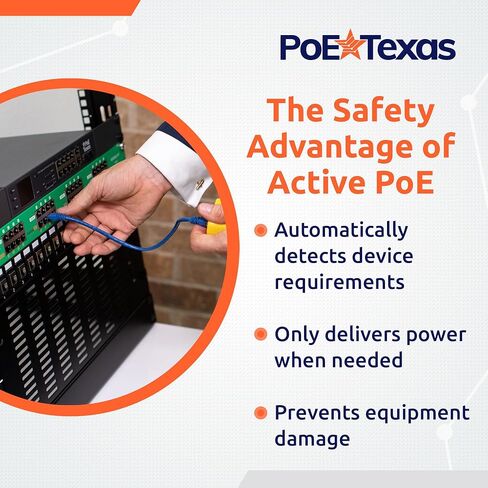 PoE Texas 4 Port PoE/PoE+ Injector with 56V 120W Power Supply - Gigabit Injector - Active Mode A Power Over Ethernet Multi Port PoE Adapter - Supports 4 PoE (802.3af or at) up to 60 watts in Kuwait