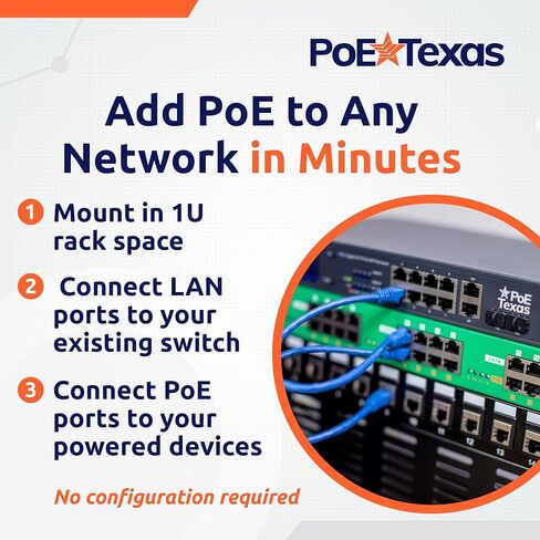 PoE Texas 4 Port PoE/PoE+ Injector with 56V 120W Power Supply - Gigabit Injector - Active Mode A Power Over Ethernet Multi Port PoE Adapter - Supports 4 PoE (802.3af or at) up to 60 watts in Kuwait