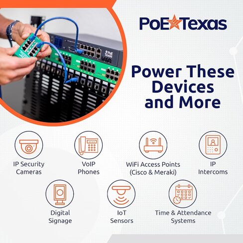 PoE Texas 4 Port PoE/PoE+ Injector with 56V 120W Power Supply - Gigabit Injector - Active Mode A Power Over Ethernet Multi Port PoE Adapter - Supports 4 PoE (802.3af or at) up to 60 watts in Kuwait