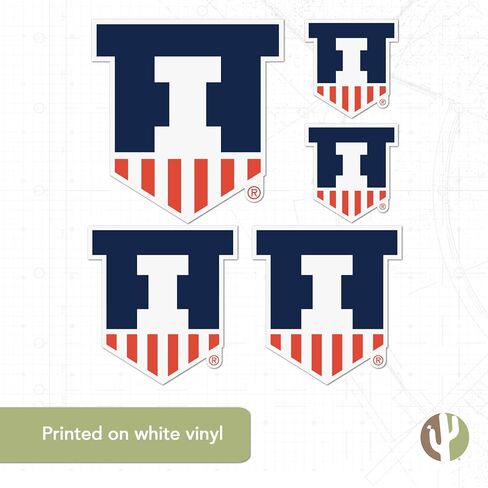 Desert Cactus University of Illinois Stickers Fighting Illini U of I Vinyl Decals Laptop Water Bottle Car Scrapbook 11.42x8.94 Sheet T3 (Type 3-1) in Saudi Arabia