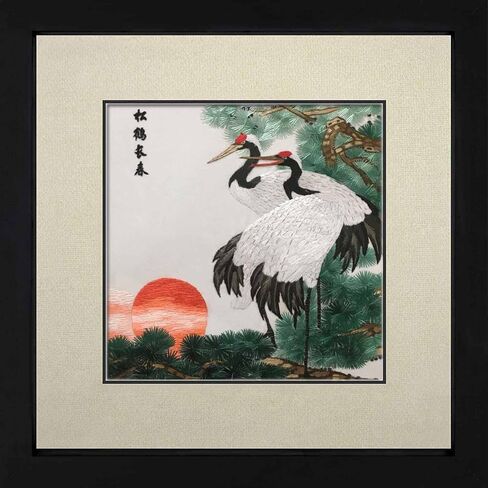 SpecialArt 100% تطريز حريري مصنوع يدويًا مجموعة لوحات للتعليق على الحائط لحفلات الزفاف الحب اليوسفي البط أزهار الكرز 21061WF، 13*13*0.8 بوصة in Kuwait