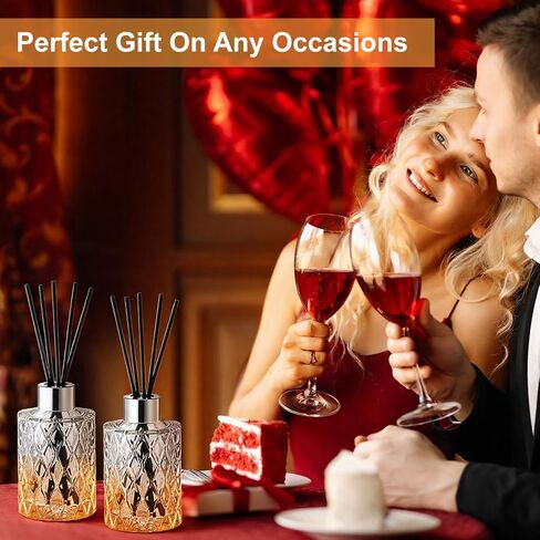 4 Set Empty Reed Diffuser Bottle Set with Stick, 150ml Refillable Patterned Glass Vase with Black Rattan Reed & Cap for DIY Essential Oil, Home Fragrance, Bulk,Silver in Saudi Arabia