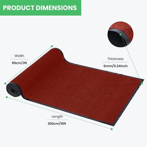 Commercial Runner Rug, 3 x 10 FT Entrance Floor Mat Area Rugs Hallway Carpet with Non-Slip PVC Backing Indoor Outdoor Home Doormat for Office Balcony Corridor Kitchen Garage (Grey) in Kuwait