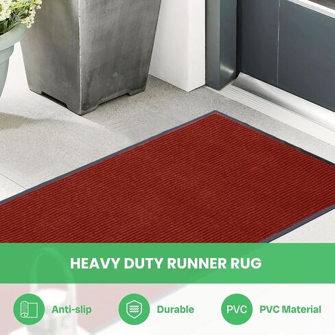 Commercial Runner Rug, 3 x 10 FT Entrance Floor Mat Area Rugs Hallway Carpet with Non-Slip PVC Backing Indoor Outdoor Home Doormat for Office Balcony Corridor Kitchen Garage (Grey) in Kuwait