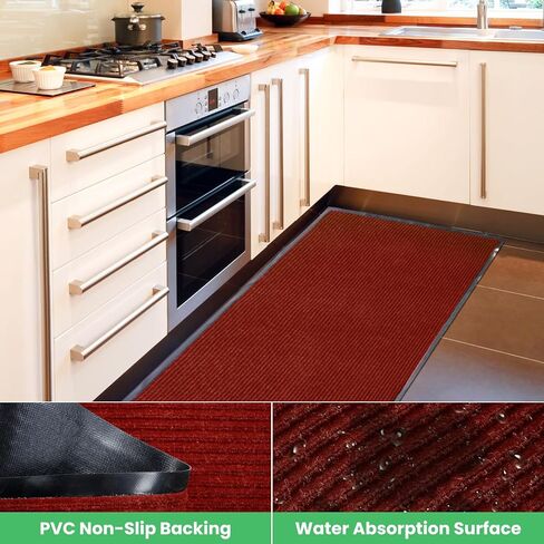 Commercial Runner Rug, 3 x 10 FT Entrance Floor Mat Area Rugs Hallway Carpet with Non-Slip PVC Backing Indoor Outdoor Home Doormat for Office Balcony Corridor Kitchen Garage (Grey) in Kuwait