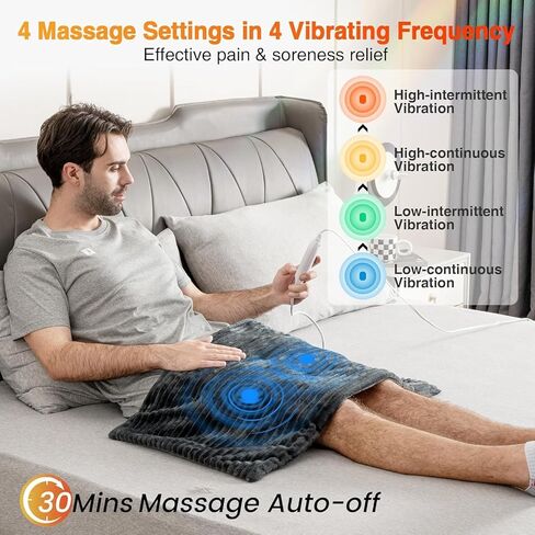 وسادة تسخين مرجحة للتدليك الحراري لتخفيف آلام الظهر، وسادة تسخين كهربائية مرجحة مع اهتزازات تدليك 12 بوصة × 24 بوصة 3.7 رطل خرزات غير سامة خالية من مادة BPA، 4 إعدادات للحرارة، 4 أوضاع للتدليك، إيقاف تلقائي لمدة ساعتين in Kuwait