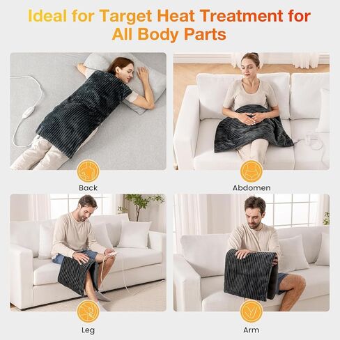 وسادة تسخين مرجحة للتدليك الحراري لتخفيف آلام الظهر، وسادة تسخين كهربائية مرجحة مع اهتزازات تدليك 12 بوصة × 24 بوصة 3.7 رطل خرزات غير سامة خالية من مادة BPA، 4 إعدادات للحرارة، 4 أوضاع للتدليك، إيقاف تلقائي لمدة ساعتين in Kuwait