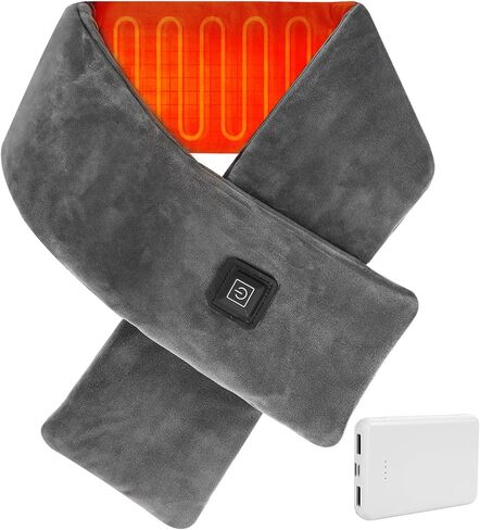 Neck Heating Pad Cordless, Rechargeable Heated Scarf with 5000mAh Power Bank, Portable Neck Warmer with 3 Heating Levels, Heating Pad for Neck Pain Relief and Stiffness, Christmas Gift, Grey in Saudi Arabia