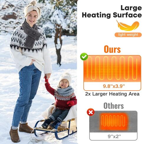 Neck Heating Pad Cordless, Rechargeable Heated Scarf with 5000mAh Power Bank, Portable Neck Warmer with 3 Heating Levels, Heating Pad for Neck Pain Relief and Stiffness, Christmas Gift, Grey in Saudi Arabia
