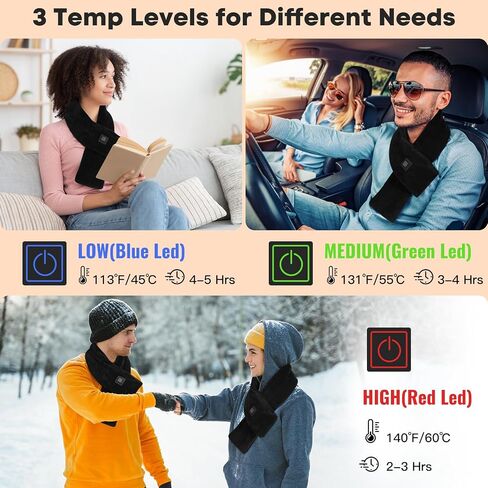 Neck Heating Pad Cordless, Rechargeable Heated Scarf with 5000mAh Power Bank, Portable Neck Warmer with 3 Heating Levels, Heating Pad for Neck Pain Relief and Stiffness, Christmas Gift, Grey in Kuwait