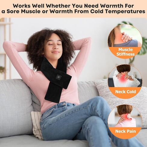 Neck Heating Pad Cordless, Rechargeable Heated Scarf with 5000mAh Power Bank, Portable Neck Warmer with 3 Heating Levels, Heating Pad for Neck Pain Relief and Stiffness, Christmas Gift, Grey in Kuwait