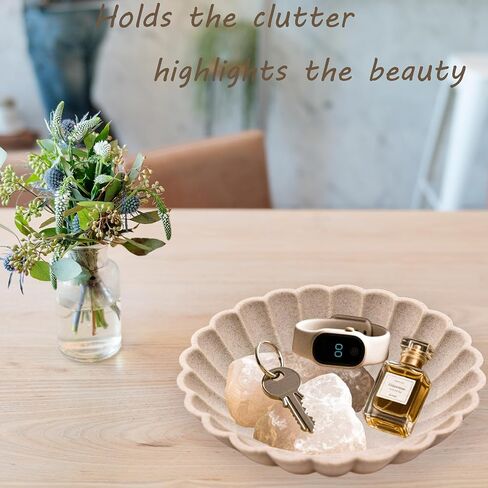 Ocean-Inspired Scallop Decorative Bowl, Fruit Bowl Home Decor, Key Bowls Entryway Decor, Coffee Table Tray, Handmade Non-Slip Decorative Tray with Coastal Charm (Frosted clay) in Saudi Arabia