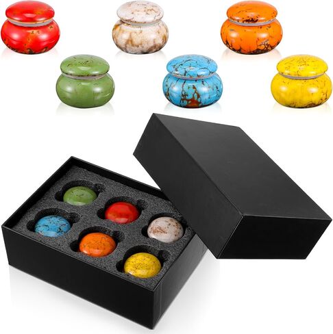 6 Pcs Small Urns for Human Ashes, Ceramic Cremation Keepsakes 2x1.6 Inch Memorial Urn in 6 Colors, Mini Ashes Container for Adult, Pet Dog Cat Funeral, with Gift Box in Saudi Arabia