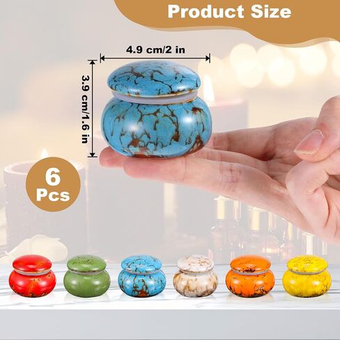 6 Pcs Small Urns for Human Ashes, Ceramic Cremation Keepsakes 2x1.6 Inch Memorial Urn in 6 Colors, Mini Ashes Container for Adult, Pet Dog Cat Funeral, with Gift Box in Saudi Arabia