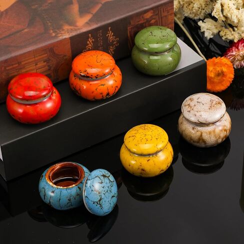 6 Pcs Small Urns for Human Ashes, Ceramic Cremation Keepsakes 2x1.6 Inch Memorial Urn in 6 Colors, Mini Ashes Container for Adult, Pet Dog Cat Funeral, with Gift Box in Saudi Arabia