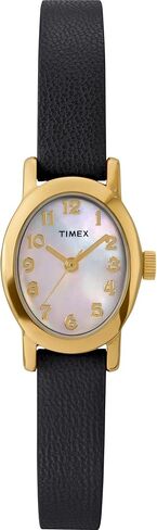 Timex Women's Cavatina 18mm Watch - Black Strap Mother of Pearl Dial Gold-Tone Case in Saudi Arabia