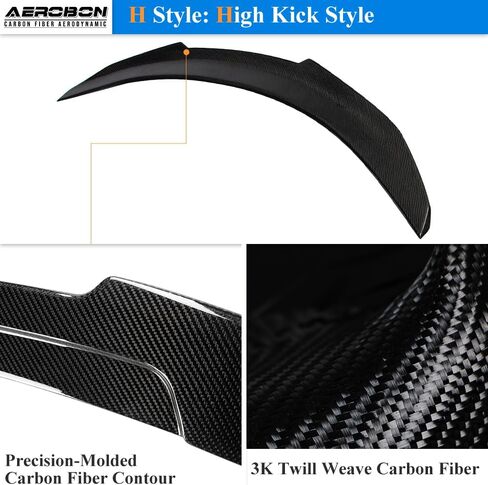 AeroBon Real Carbon Fiber Trunk Spoiler Wing Compatible with 2017-2023 Tesla Model 3 Spoiler (Big) in Kuwait