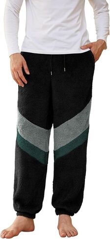 ZAFUL Men's Fluffy Teddy Beam Feet Pants Plush Warm Soft Pajama Pants Winter Cozy Fleece Baggy Lounge Trouser Sleepwear in Saudi Arabia