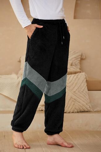 ZAFUL Men's Fluffy Teddy Beam Feet Pants Plush Warm Soft Pajama Pants Winter Cozy Fleece Baggy Lounge Trouser Sleepwear in Saudi Arabia