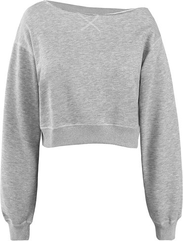 SOFIA'S CHOICE Women Off the Shouler Sweatshirt Crop Top Long Sleeve Pullover Sweatshirts in Saudi Arabia