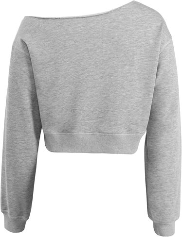SOFIA'S CHOICE Women Off the Shouler Sweatshirt Crop Top Long Sleeve Pullover Sweatshirts in Saudi Arabia