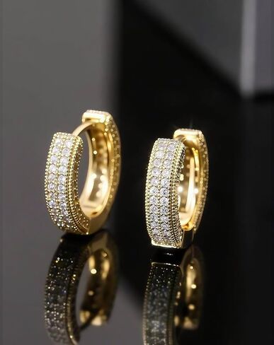 Iced Out Hoop Earrings Moissanite Earrings Mens Women Lab Diamond Small Huggies Cross Dangle Cartilage S925 18K Gold Plated Hypoallergenic Hip Hop Earring with VVS1 GRA Certified 15MM in Saudi Arabia