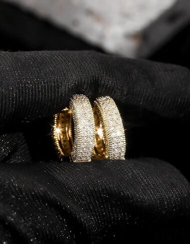 Iced Out Hoop Earrings Moissanite Earrings Mens Women Lab Diamond Small Huggies Cross Dangle Cartilage S925 18K Gold Plated Hypoallergenic Hip Hop Earring with VVS1 GRA Certified 15MM in Saudi Arabia