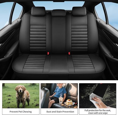 أغطية مقاعد السيارة متوافقة مع مازدا CX-5 2013-2025. جلد مقاوم للماء وجيد التهوية. متوافق مع الوسادة الهوائية وسهل التركيب. واقي وسادة المقعد لجميع الأحوال الجوية (مجموعة كاملة، أسود) in Kuwait