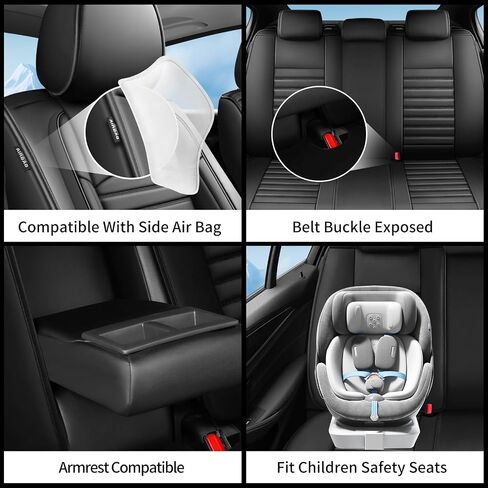 أغطية مقاعد السيارة متوافقة مع مازدا CX-5 2013-2025. جلد مقاوم للماء وجيد التهوية. متوافق مع الوسادة الهوائية وسهل التركيب. واقي وسادة المقعد لجميع الأحوال الجوية (مجموعة كاملة، أسود) in Kuwait