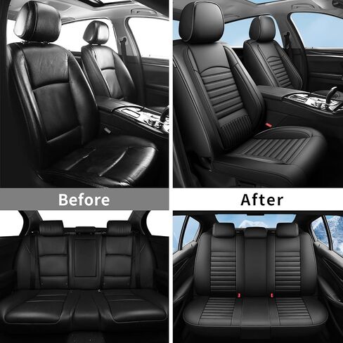أغطية مقاعد السيارة متوافقة مع مازدا CX-5 2013-2025. جلد مقاوم للماء وجيد التهوية. متوافق مع الوسادة الهوائية وسهل التركيب. واقي وسادة المقعد لجميع الأحوال الجوية (مجموعة كاملة، أسود) in Kuwait