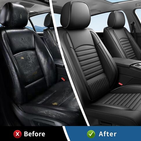 أغطية مقاعد السيارة متوافقة مع مازدا CX-5 2013-2025. جلد مقاوم للماء وجيد التهوية. متوافق مع الوسادة الهوائية وسهل التركيب. واقي وسادة المقعد لجميع الأحوال الجوية (مجموعة كاملة، أسود) in Kuwait