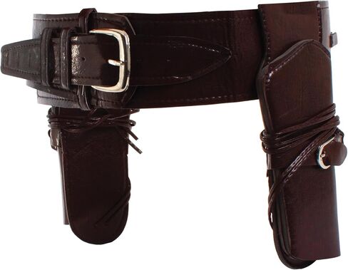 UNDERWRAPS Brown Double Cowboy Holster Belt - Faux Leather Adjustable Western Belt with Double Gun Holster for Halloween Costumes Halloween Party Cosplay Vintage Halloween in Saudi Arabia