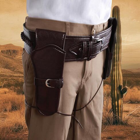 UNDERWRAPS Brown Double Cowboy Holster Belt - Faux Leather Adjustable Western Belt with Double Gun Holster for Halloween Costumes Halloween Party Cosplay Vintage Halloween in Saudi Arabia