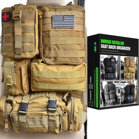 6 PACK Tactical Seat back organizer Truck organizer With Detachable Pouches Universal For Car Truck Ford Jeep Ram Military-Grade Thicker And Heavier Panels With Multi-functional Packs (Premium black) in Saudi Arabia