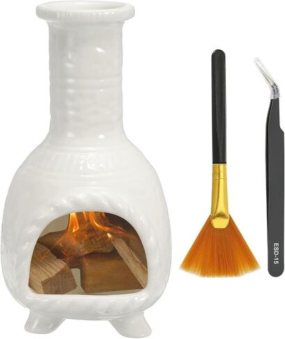 uxcell Incense Burner, Ceramic Incense Holder Santo Holder Ash Catcher with Cleaning Brush Tweezer Decorative Bowl for Meditation Stick Aromatherapy Yoga, White in Saudi Arabia