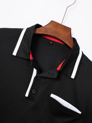 Men's Polo Shirts Short Sleeve Casual Button Up T Shirt Slim Fit Golf Shirts with Pocket in Saudi Arabia