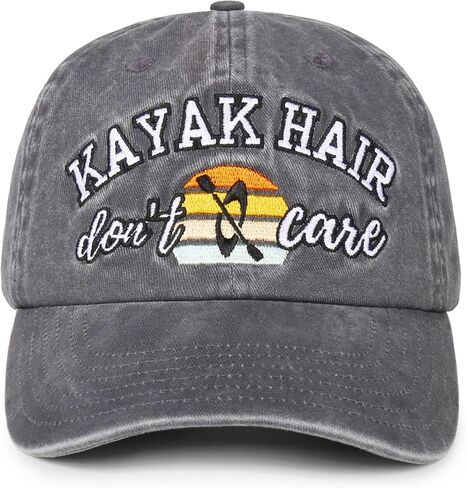 InnoBeta Kayaking Gifts, Lake Hats for Women, Kayak Accessories - Kayak Hair Don't Care Baseball Cap Grey in Saudi Arabia
