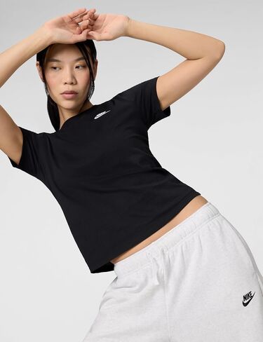 بنطال رياضي كبير الحجم متوسط ​​الارتفاع للنساء من Nike Sportswear Club Fleece (الولايات المتحدة، Alpha، X-Large، عادي، عادي، أسود/أبيض) in Saudi Arabia