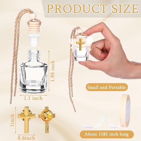 30 Set Baptism Favors Holy Water Bottles 8ml Mini Catholic Christian Holy Water Container with Cross Pin and Ribbon for Church Catholic Baptism Communion Gift(Yellow,Cylindrical) in Kuwait