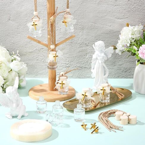 30 Set Baptism Favors Holy Water Bottles 8ml Mini Catholic Christian Holy Water Container with Cross Pin and Ribbon for Church Catholic Baptism Communion Gift(Yellow,Cylindrical) in Kuwait