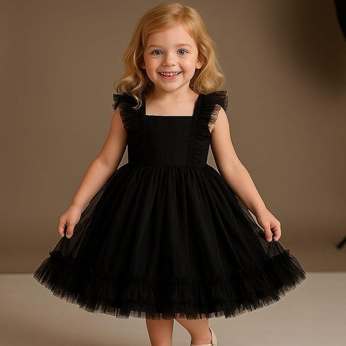 Girls Tutu Ruffle Dress Tulle Flower Girl Dresses Birthday Princess Party Outfits Little Girls Summer Clothes 3-8Y in Kuwait