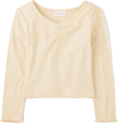 The Children's Place Girls' Basic Long Sleeve V-Neck Knit Shirts in Kuwait