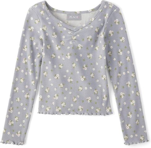 The Children's Place Girls' Basic Long Sleeve V-Neck Knit Shirts in Kuwait