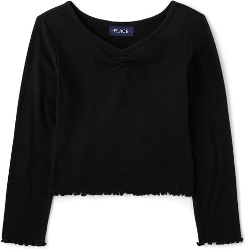 The Children's Place Girls' Basic Long Sleeve V-Neck Knit Shirts in Saudi Arabia