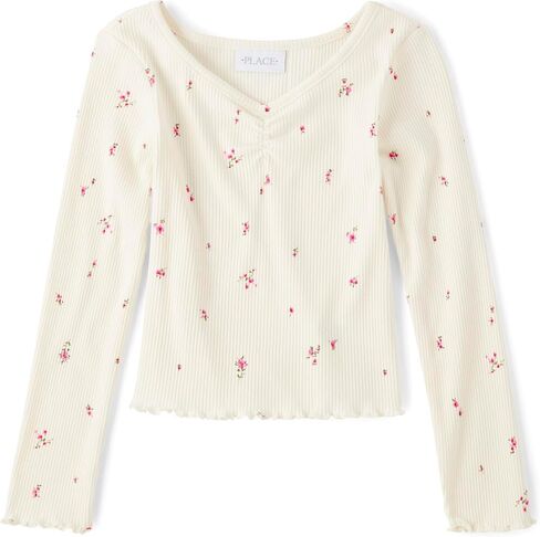 The Children's Place Girls' Basic Long Sleeve V-Neck Knit Shirts in Kuwait
